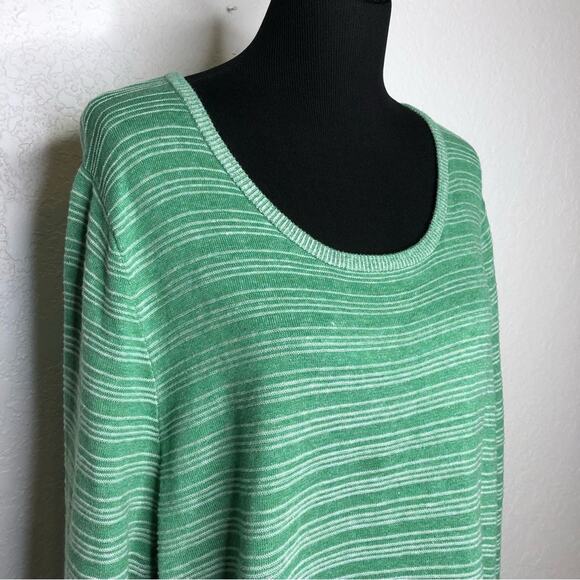 Soft Surroundings green and white striped tunic sweater size 3X - Picture 2 of 14